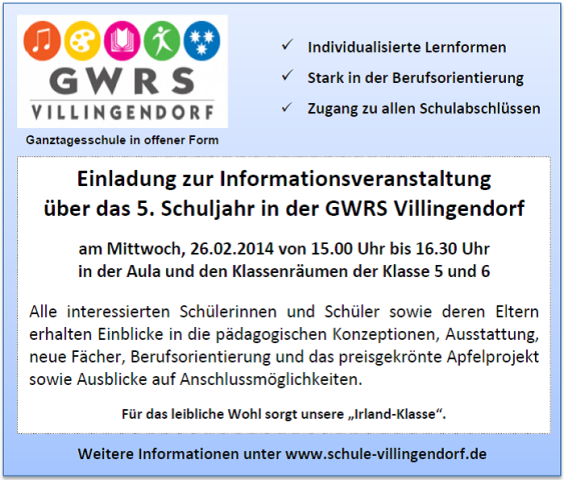 Informationsveranstaltung zu Klasse 5